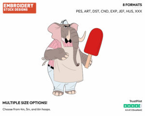 Jerry Jumbeaux Jr Holding Giant Popsicle - Disney's Zootopia - Embroidery Design in 3 sizes & 8 formats