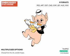 Fifer Pig - Disney's Miscellaneous - Embroidery Design in 3 sizes & 8 formats