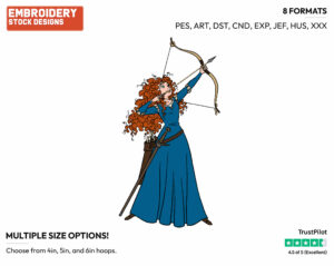 Merida Drawing Bow - Archery - Sports - Disney Embroidery Design in 3 sizes & 8 formats
