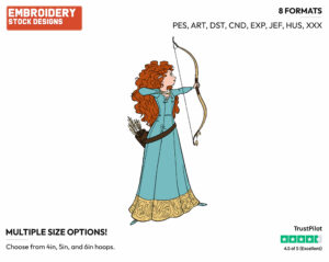 Merida Shooting - Archery - Sports - Disney Embroidery Design in 3 sizes & 8 formats