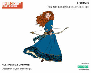 Merida - Archery - Sports - Disney Embroidery Design in 3 sizes & 8 formats