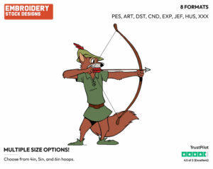 Robin Hood Bow And Arrow - Archery - Sports - Disney Embroidery Design in 3 sizes & 8 formats
