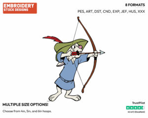 Skippy Bow And Arrow - Archery - Sports - Disney Embroidery Design in 3 sizes & 8 formats