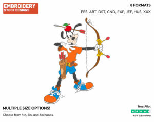 Goofy - Archery - Sports - Disney Embroidery Design in 3 sizes & 8 formats