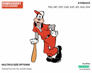 Goofy - Baseball - Sports - Disney Embroidery Design in 3 sizes & 8 formats