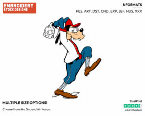 Goofy - Baseball - Sports - Disney Embroidery Design in 3 sizes & 8 formats