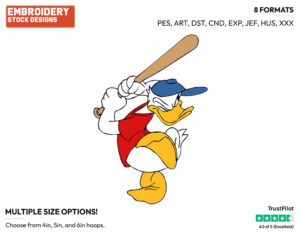 Donald Duck - Baseball - Sports - Disney Embroidery Design in 3 sizes & 8 formats