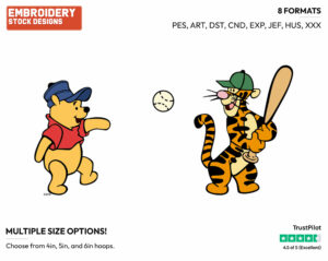 Winnie The Pooh, Tigger - Baseball - Sports - Disney Embroidery Design in 3 sizes & 8 formats