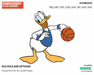 Donald Duck - Basketball - Sports - Disney Embroidery Design in 3 sizes & 8 formats