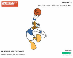 Donald Duck - Basketball - Sports - Disney Embroidery Design in 3 sizes & 8 formats