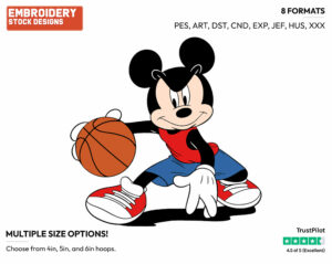 Playing Basketball - Basketball - Sports - Disney Embroidery Design in 3 sizes & 8 formats