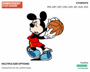 Mickey Mouse - Basketball - Sports - Disney Embroidery Design in 3 sizes & 8 formats