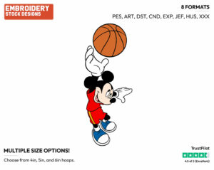 Mickey - Basketball - Sports - Disney Embroidery Design in 3 sizes & 8 formats