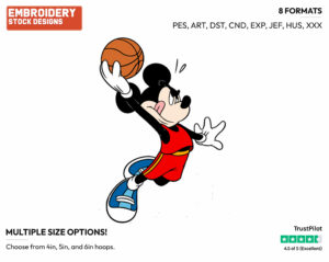 Mickey - Basketball - Sports - Disney Embroidery Design in 3 sizes & 8 formats