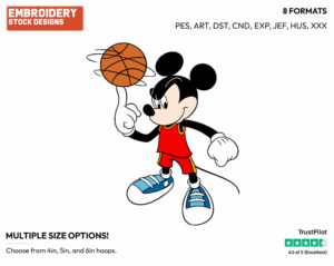 Mickey - Basketball - Sports - Disney Embroidery Design in 3 sizes & 8 formats
