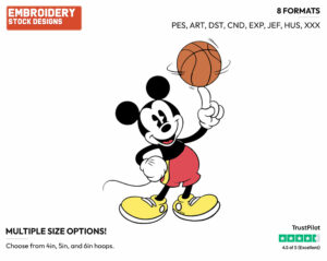 Classic Mickey - Basketball - Sports - Disney Embroidery Design in 3 sizes & 8 formats