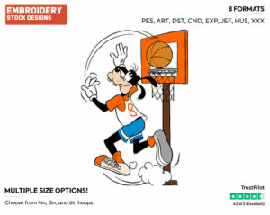 Goofy - Basketball - Sports - Disney Embroidery Design in 3 sizes & 8 formats
