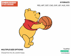 Winnie The Pooh - Basketball - Sports - Disney Embroidery Design in 3 sizes & 8 formats