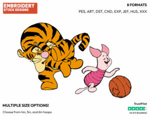 Tigger, Piglet - Basketball - Sports - Disney Embroidery Design in 3 sizes & 8 formats