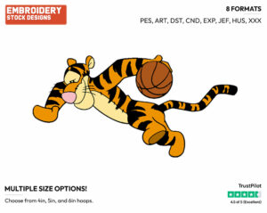 Tigger - Basketball - Sports - Disney Embroidery Design in 3 sizes & 8 formats
