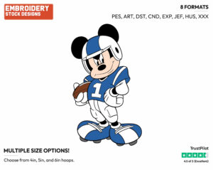 Mickey Standing With Football - Football - Sports - Disney Embroidery Design in 3 sizes & 8 formats