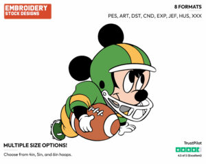 Baby Mickey - Football - Sports - Disney Embroidery Design in 3 sizes & 8 formats