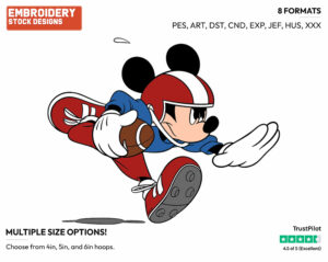 Mickey Mouse - Football - Sports - Disney Embroidery Design in 3 sizes & 8 formats