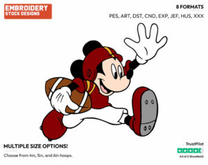 Mickey Mouse - Football - Sports - Disney Embroidery Design in 3 sizes & 8 formats
