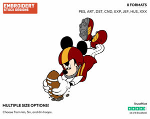 Mickey Diving For Football - Football - Sports - Disney Embroidery Design in 3 sizes & 8 formats