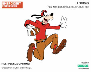 Goofy Running With The Football - Football - Sports - Disney Embroidery Design in 3 sizes & 8 formats