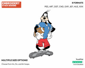 Goofy - Football - Sports - Disney Embroidery Design in 3 sizes & 8 formats