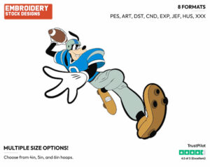 Goofy Throwing Football - Football - Sports - Disney Embroidery Design in 3 sizes & 8 formats