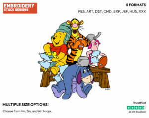 Winnie The Pooh, Tigger, Piglet, Eeyore - Football - Sports - Disney Embroidery Design in 3 sizes & 8 formats