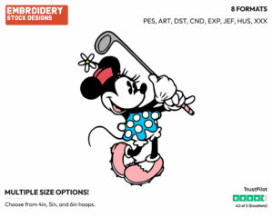 Classic Minnie - Golf - Sports - Disney Embroidery Design in 3 sizes & 8 formats