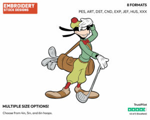 Goofy Playing Golf - Golf - Sports - Disney Embroidery Design in 3 sizes & 8 formats