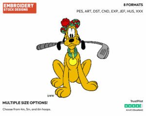 Pluto - Golf - Sports - Disney Embroidery Design in 3 sizes & 8 formats