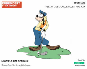 Goofy - Golf - Sports - Disney Embroidery Design in 3 sizes & 8 formats