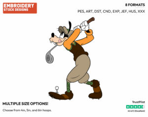 Goofy - Golf - Sports - Disney Embroidery Design in 3 sizes & 8 formats