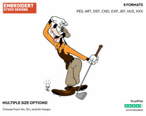 Goofy Playing Golf - Golf - Sports - Disney Embroidery Design in 3 sizes & 8 formats