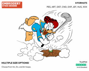 Donald Duck - Golf - Sports - Disney Embroidery Design in 3 sizes & 8 formats