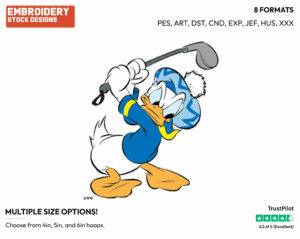 Donald Duck - Golf - Sports - Disney Embroidery Design in 3 sizes & 8 formats