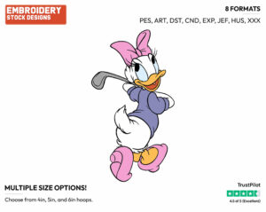Daisy Duck - Golf - Sports - Disney Embroidery Design in 3 sizes & 8 formats
