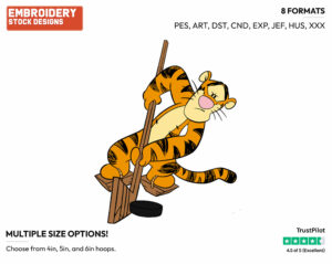 Tigger - Hockey - Sports - Disney Embroidery Design in 3 sizes & 8 formats