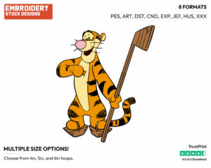 Tigger - Hockey - Sports - Disney Embroidery Design in 3 sizes & 8 formats