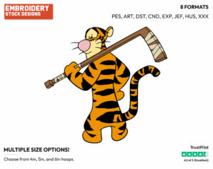 Tigger - Hockey - Sports - Disney Embroidery Design in 3 sizes & 8 formats