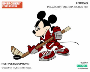 Mickey Mouse - Hockey - Sports - Disney Embroidery Design in 3 sizes & 8 formats