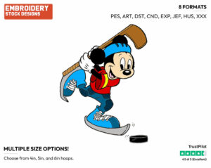 Mickey Mouse - Hockey - Sports - Disney Embroidery Design in 3 sizes & 8 formats
