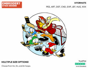 Launchpad Mcquack, Huey, Dewey, Louie - Hockey - Sports - Disney Embroidery Design in 3 sizes & 8 formats