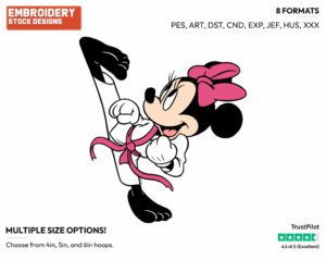Minnie Mouse Practising Karate - Bowling, Boxing, and Karate - Sports - Disney Embroidery Design in 3 sizes & 8 formats
