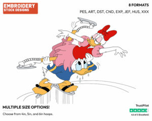 Donald, Daisy Duck Figure Skating - Hockey - Olympic Games - Disney Embroidery Design in 3 sizes & 8 formats
